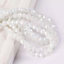 200pcs 3mm Round Faceted Sphere Crystal Glass Ball Loose Spacer Crafts Beads Lot-Porcelain White AB