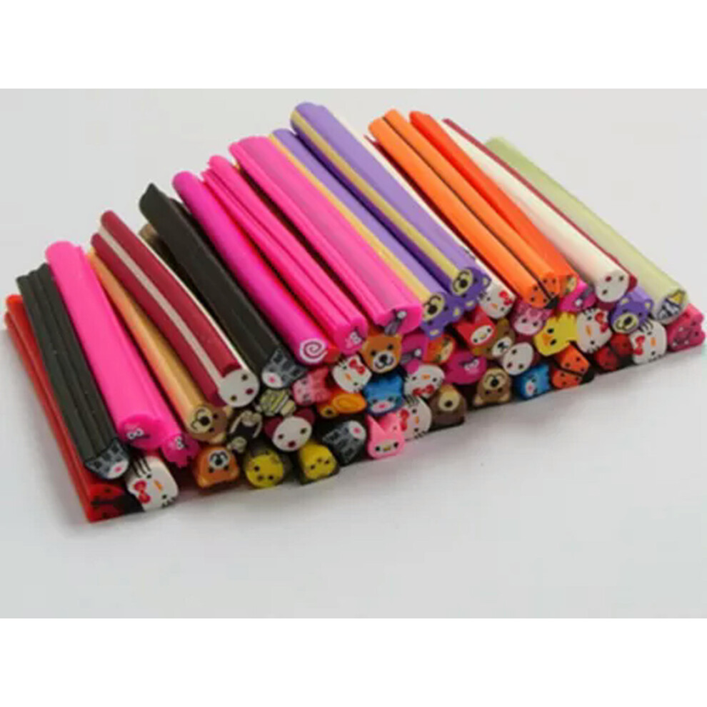 20pcs Cane DIY Polymer Clay Slice Rods Sticker 5X50mm Various for Nail Art Tips-9# Animal