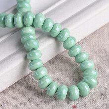 6x4mm 8x5mm Rondelle Shape Shiny Glossy Glazed Ceramic Porcelain Spacer Beads-8x5mm 20pcs-Cyan Green