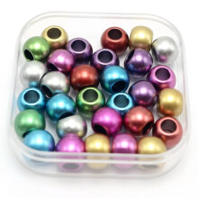 100 Shiny Mixed Metallic Colour Round Pony Beads 10X8mm for Kids Craft Kandi