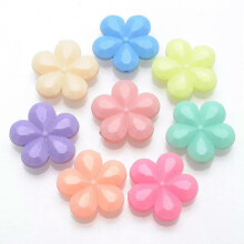 50 Mixed Pastel Color Acrylic Various Shape Beads Flower Star Cross Kids Craft-Faceted Flower 20mm