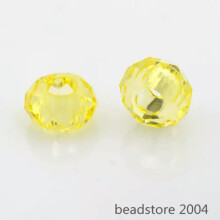 10pcs Faceted Glass Beads Rondelle 5mm Large Hole Loose Charms 14mm Pick Color-ChampagneYellow
