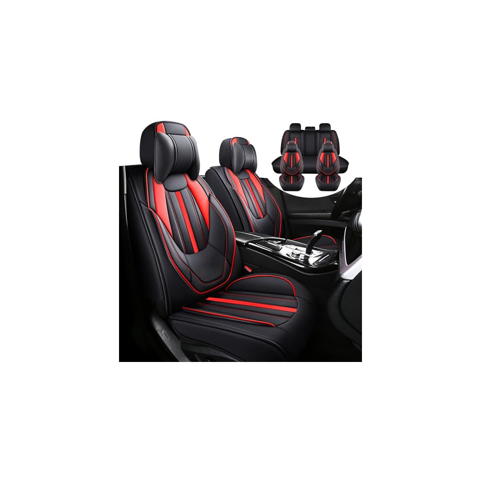 Custom Fit Nappa Leather Car Seat Covers For Jeep Wrangler 2000Â2025, Luxury Waterproof Set Black/Red 9330225112334