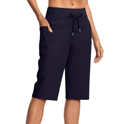 Dam Yogashorts Lös passform Stretchiga Bermudashorts