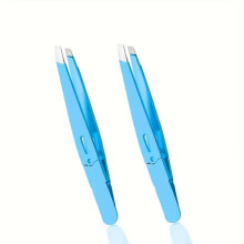 2 Pcs Precision Stainless Steel Tweezers, Durable Slant Tip Grooming Tool for Women Facial Hair Removal, Expert Hair Plucker Daily Beauty Essentials