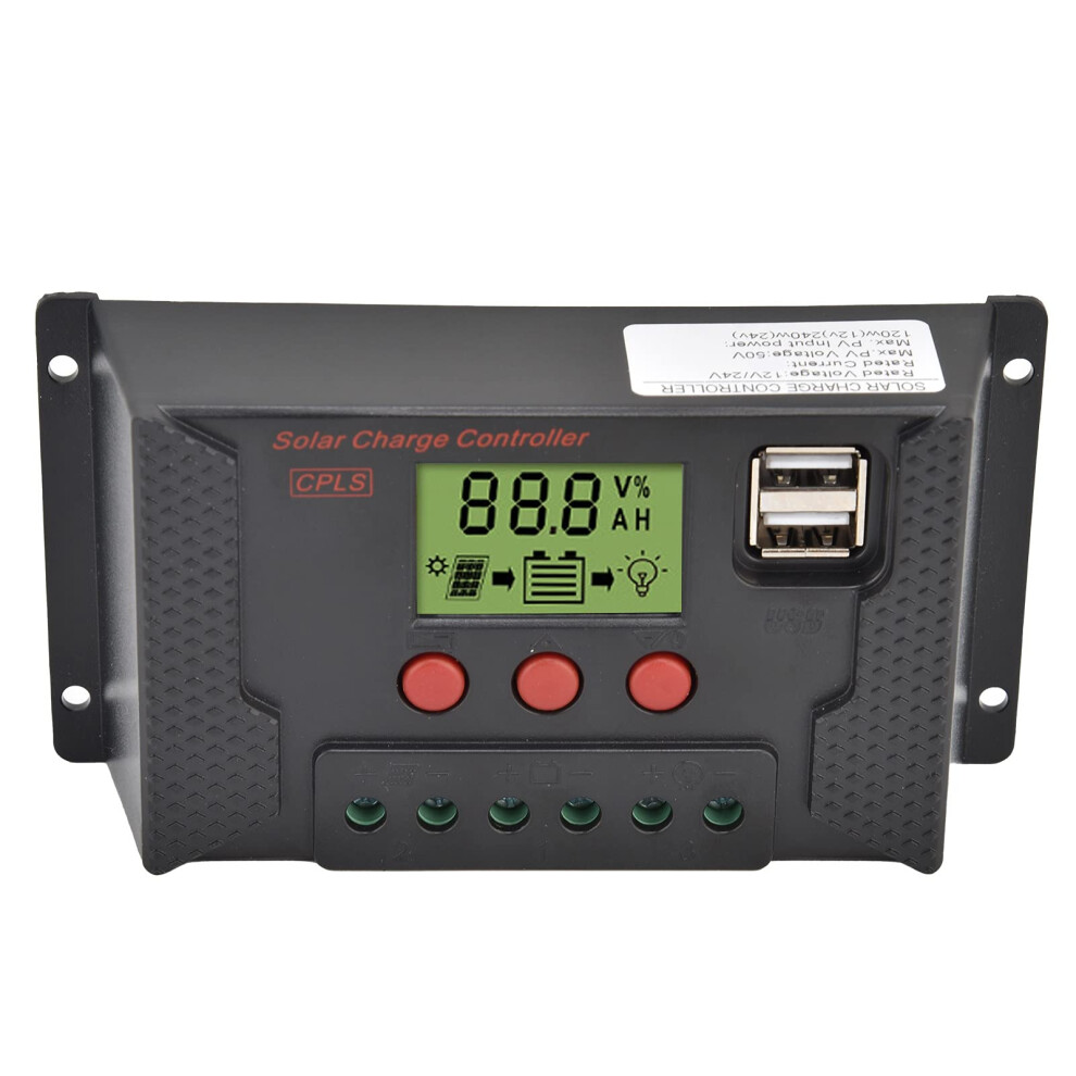 30A Mppt Solar Charge Controller 12V 24V With Dual Usb, Lcd Display, Intelligent Battery Protection, Timer 9092120851700
