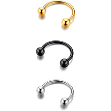 G23 Titan-Septumringe in Hufeisenform – 2/3 Stück runde Barbell-Spikes für Nase, Conch, Helix, Rook, Lippe, Knorpel – Gold/Silber/Schwarz