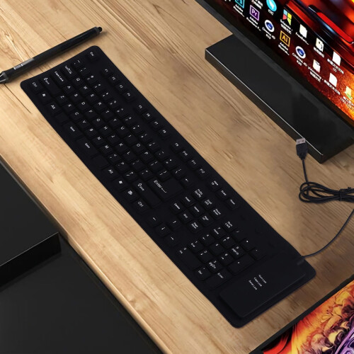Topbathy USB Waterproof Keyboard Foldable Silicone Portable External Keyboard