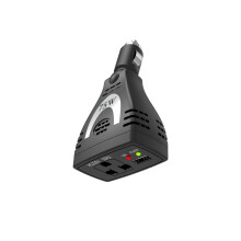 75W Mini Car Power Inverter 12V to 220V Converter with Universal AC Output and Fast Charging Black