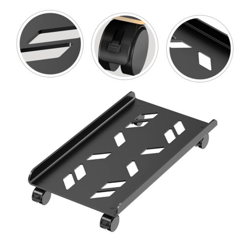 Adjustable PC Tower Stand with Locking Casters, Ventilated Steel Base for Gaming and Office Use 2