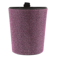1Pack Car Trash Can Pink Rhinestone Pu for Simple Use