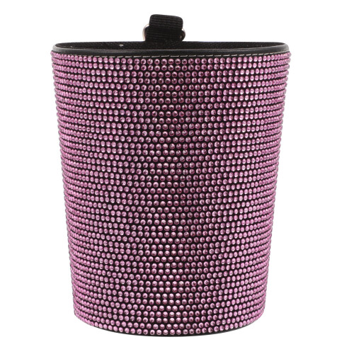 1Pack Car Trash Can Pink Rhinestone Pu for Simple Use
