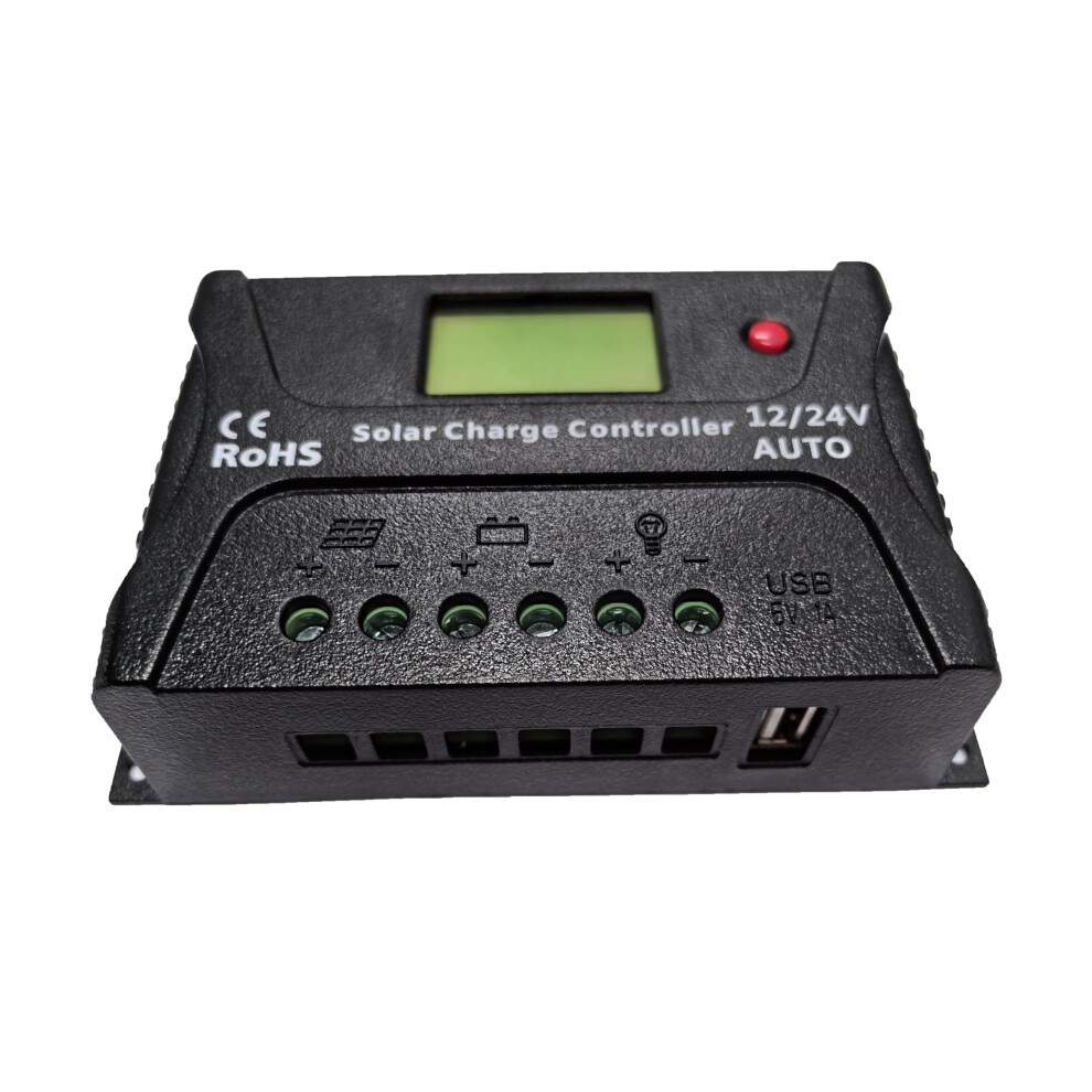 20A Pwm Solar Charge Controller With Lcd Display And Dual Usb Ports, 12V/24V Auto For Rv Boat Cabin 9092120852127
