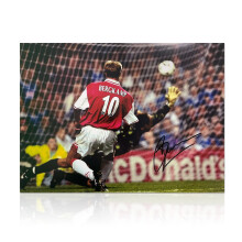 Dennis Bergkamp Signed Arsenal Football Photo: Hat-Trick vs Leicester