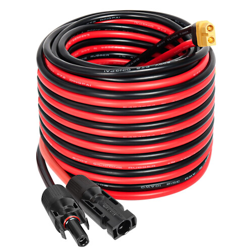 Solar Connector XT60 Adapter 35FT 10AWG Solar Panel Extension Cable for Power Station