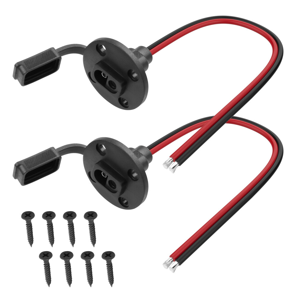 2 Pack Sae Power Socket 12Awg Sidewall Port Cable 1.3Ft Weatherproof Quick Connect Solar Panel Lead With Screws 9771547107170