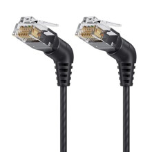 CAT6A Ethernet Cable 25cm 10Gbps Speed RJ45 Patch Cord with 360 Rotatable Connector and GoldPlated Contacts