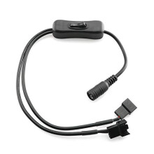 DC Power Supply to 4 Pin CPU Fan Adapter Cable 1 to 2 Splitter 12V with On Off Switch 30cm