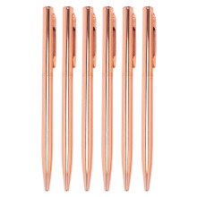 Slim Metallic Retractable Ballpoint Pens - Rose Gold, Nice Gift for Uniform Office Students Teachers Wedding Christmas, Medium Point(1 Mm) 6