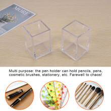 Acrylic Pen Holder Clear Desktop Pencil Cup Stationery Organizer Pot Holders for Office Desk (3 Pack)