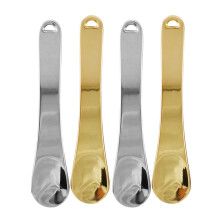 4 Pack Metal Makeup Spatula,  Spoon, Beauty Scoop for Facial Cosmetic, Face Mask (Silver & Gold)