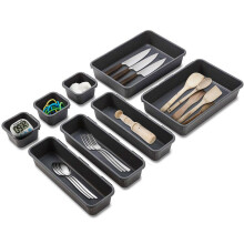 8Pcs Storage Organizer Box Drawer Make Brush Clothes Holder Cover Tidy Set-Dark Gray