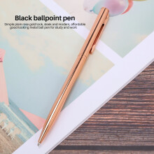 Slim Metallic Retractable Ballpoint Pens - Rose Gold, Nice Gift for Uniform Office Students Teachers Wedding Christmas, Medium Point(1 Mm) 6