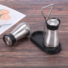 Salt and Pepper Shakers Set - High Grade Stainless Steel with Glass Bottom and 4 inch Stand - 4 inch x 6 inch x 2 inch, 4 Oz.