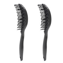 2Pcs Curved Vent Brush, Barber Blow Drying Brush with Nylon Detangling Pins, Anti-Static Black White Two Color Detangle
