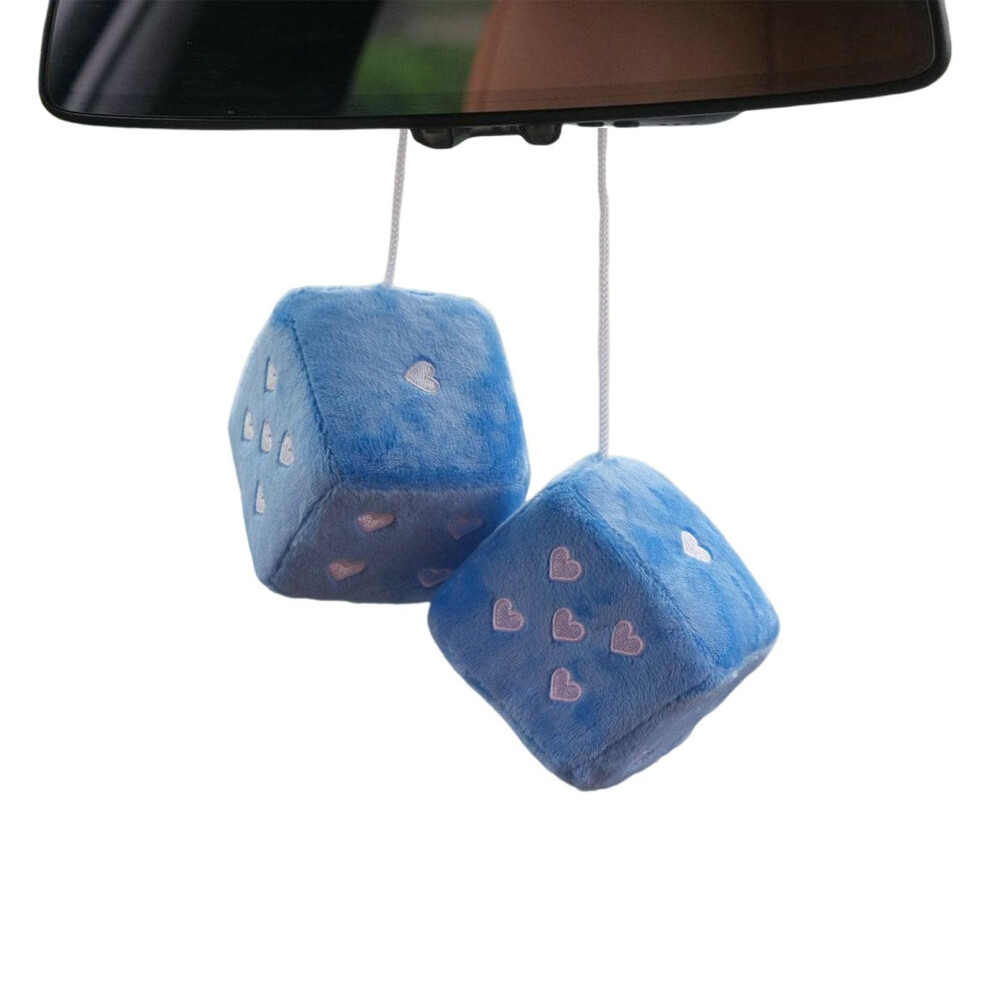 Fuzzy Dice For Car With Heartshaped Dots, Soft Plush Rearview Mirror Hanging Decoration 9771547107934