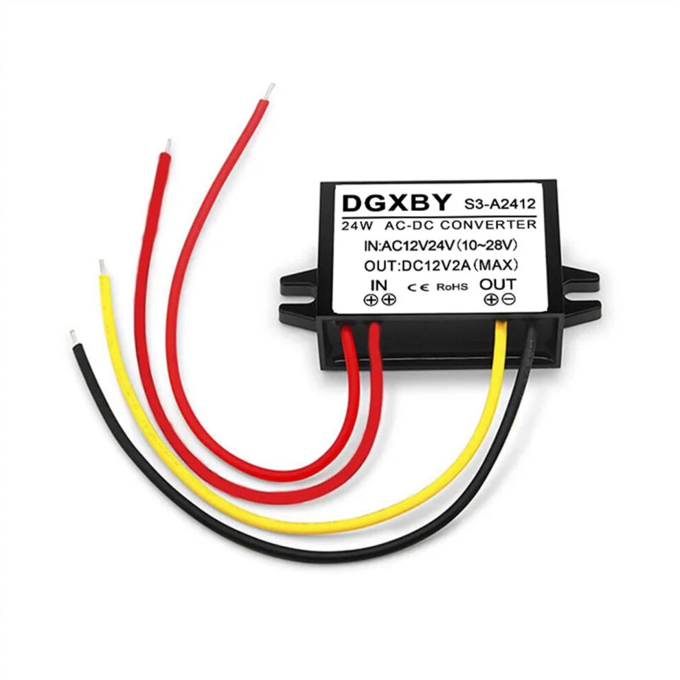 Ac To Dc 12V Converter, 24V Ac To 12V Dc, Dual Ac 12V/24V Input, Stable 12V 2A Output For Cctv 9330225046707