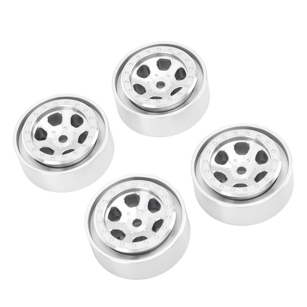 Rc Crawler Wheels 1/18 Scale Aluminum Alloy Beadlock Rims Negative Offset Durable 4Pcs Silver 9771547108153