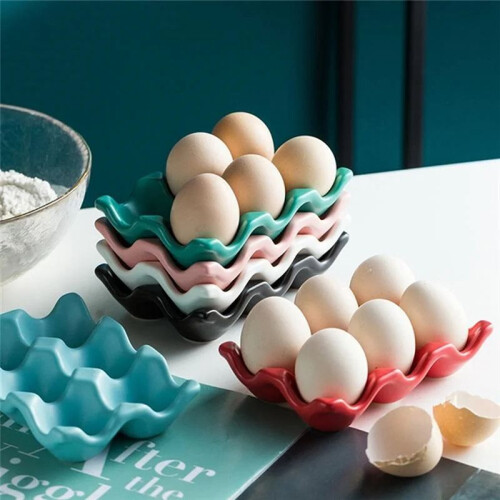 Kitchen Supplies Egg Tray Egg Rack Household Ceramic Tableware Supplies Egg Tray Egg Tray Black 2