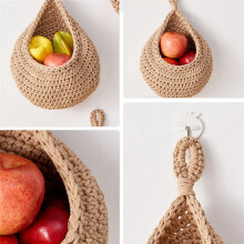 Wall Hanging Fruit Baskets for Kitchen 3 Pack Woven Produce Holder Vegetable Hanging Basket B