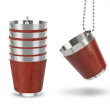 Pack med 6 Shot Cups Metall för Att Hänga Shot Glasögon Rostfritt Stål med Kedja Shot Glas 30ml Shot Cup för Fester,A