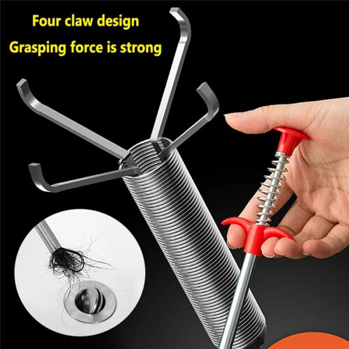 60cm Spring Pipe Unclogging Tool, Drain Cleaning Stick Blockage Remover Cleaning Home Kitchen Curved Sink Tool 1