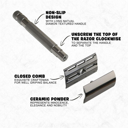 Durable Replaceable Reusable Safety Razors with Stainless Steel Double-Sided Blade,B 2