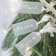 50 Stück Leere Hochzeits-Tischkarten Aus Mattiertem Acryl, Transparenter Bogen, Geschenkanhänger, Namensschild, Sitzplan, DIY-Platzmarkierung für