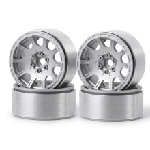 Silver 1.9 Inch Aluminum RC Crawler Wheels Set, Durable Beadlock Rims for 1/10 RC Cars