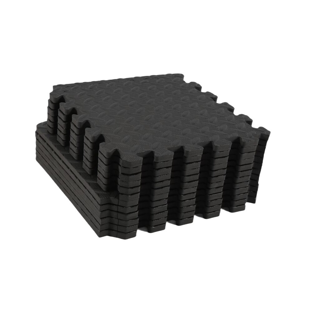 12 Pack Floor Exercise Mat For Home Gym Or Floor Padding For Yoga, Weights Gym Equipment Black Tauoh