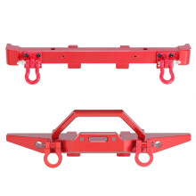 RC Car Bumpers Metal Front and Rear Protective Set for 1/12 Wrangler MN128 Red Upgrade