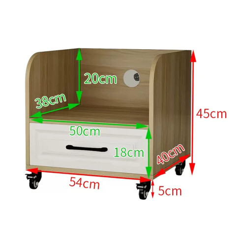 White 2 Tier Under Desk Printer Stand with Drawer and Lockable Wheels for Home Office 1