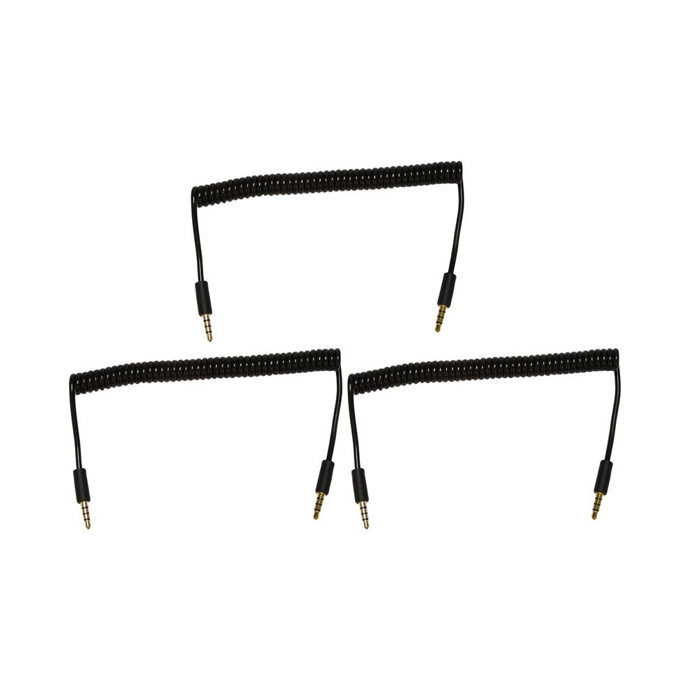 3X 3.5Mm Male To Male Jack 4 Pole Extension Aux Audio Coiled Spiral Cable 1.5M 6032285091569