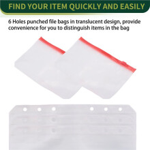 12Pcs A6 6-Hole Binder Pocket Waterproof PVC Budget Envelopes Zipper Binder Pouches for Notebook Planner Journey Binders