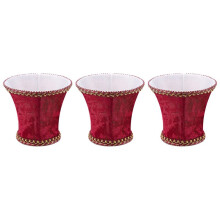 3X Fabric Clip Lamp Shade, E14 Handmade Lampshade for Modern European Style Wall Sconce Lamp,Candle Lamp(Red)