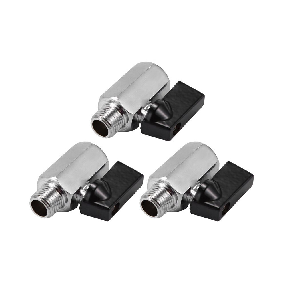 3X Chrome Brass 1/4Inch Bsp Valve Threads Tap Male To Female Air Compressor Hose 4713535121916