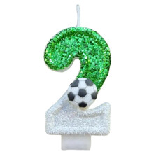 Voetbalkaarsen Nummer 0-9 Groene Sparkles Verjaardag Creatieven Voetbalkaars voor Jongen Feesttaart Topdecoratie