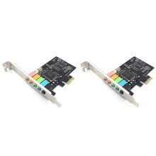 2X Tarjeta de Sonido Interna 5.1 para Windows 10 Con Soporte de Perfil Bajo, PCI-E Estéreo 3D, Tarjeta de Sonido PCI de 32/64 Bits Con Chip CMI8738