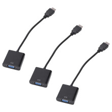 3X Vers VGA Male Vers VGA RGB Femme Adaptateur de Convertisseur Video Male A Cable Femelle 1080P pour Convertisseur Adaptateur Pc