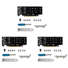 3X PCIE 4.0 Dual-Disk PCIeX16 auf M.2 M-Key NVME SSD-Erweiterungskarte, UnterstüTzt 4 NVMe M.2 M Key 2280 SSD